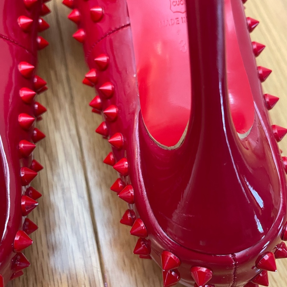 Christian Louboutin Red Spiked Heels-runs small - Picture 7 of 8